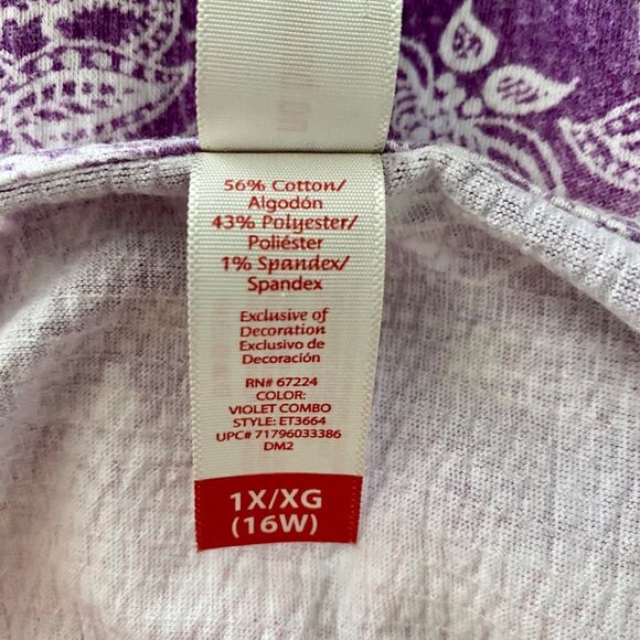 No Boundaries Short Sleeve Purple and Pink Top Women's 1X 16W - Picture 7 of 8